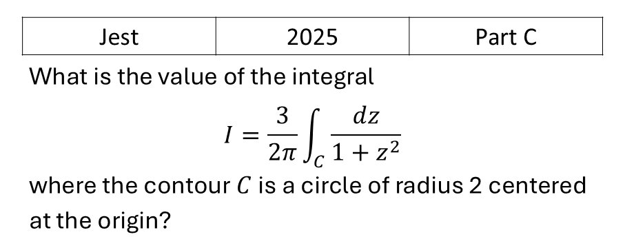 JEST 2025 Complex Analysis previous year question JEST_2025_Q47