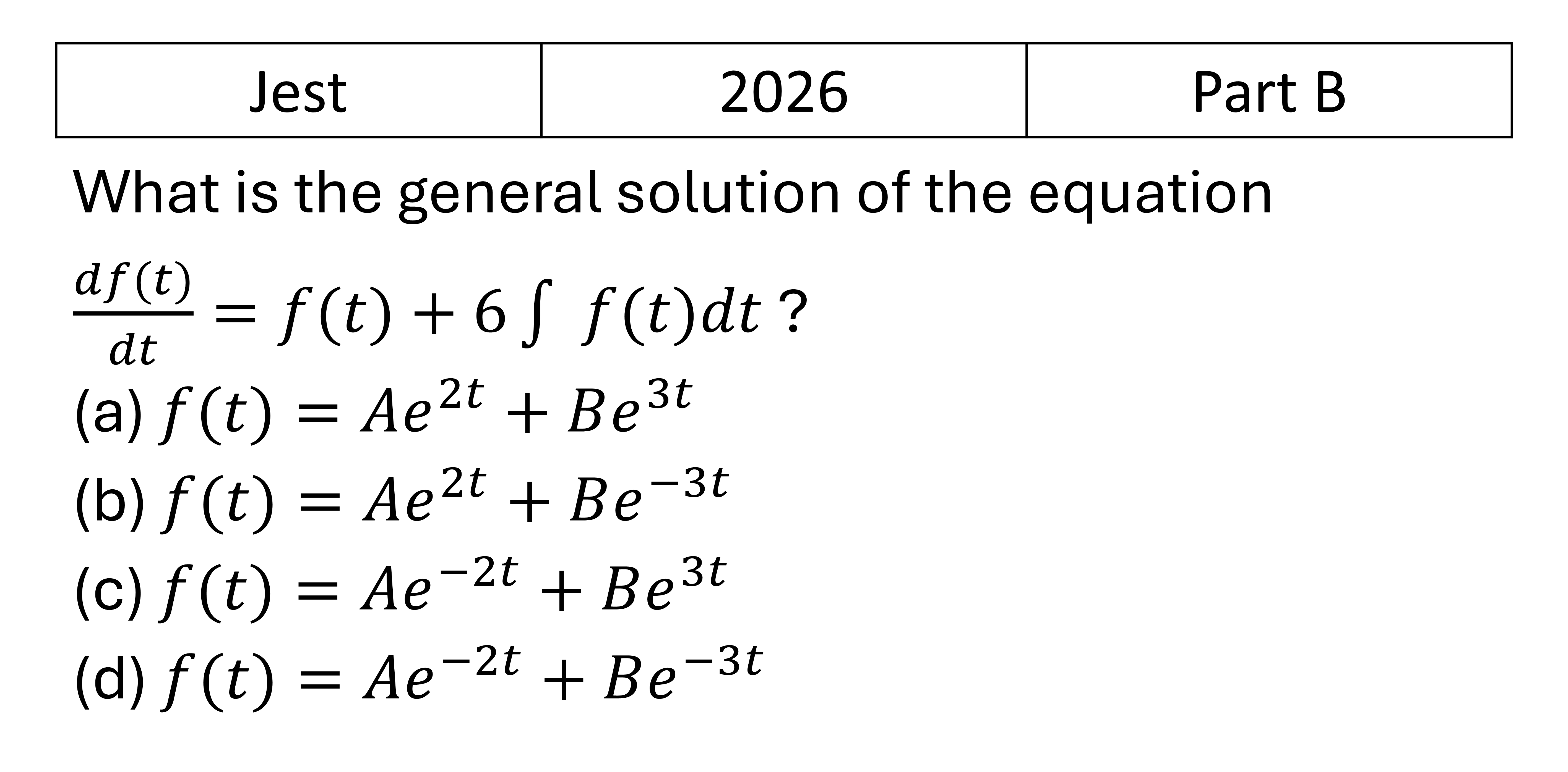 JEST 2026 Differential Equation previous year question JEST_2026_Q14
