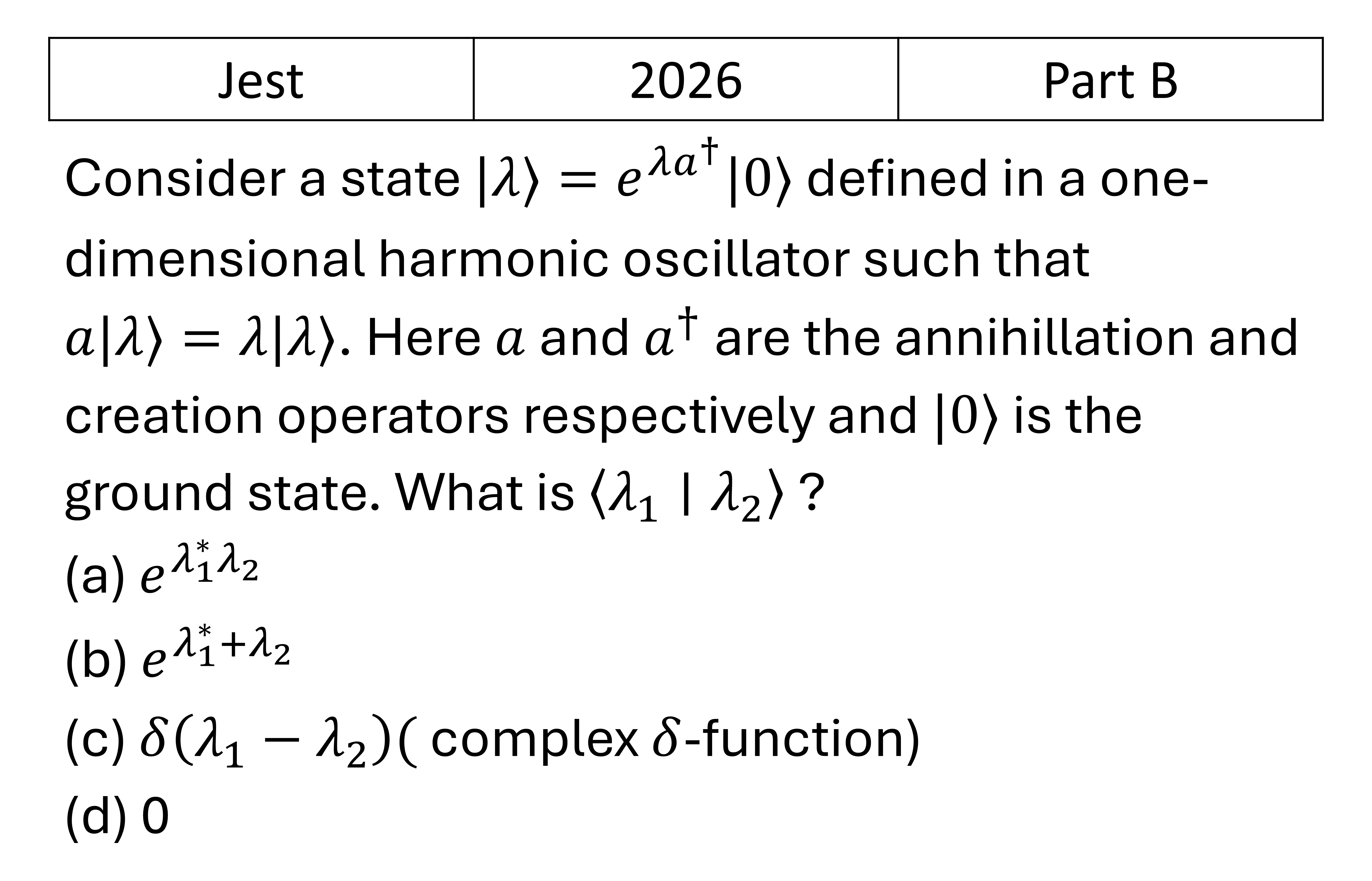 JEST 2026 Quantum Harmonic Oscillator previous year question JEST_2026_Q16