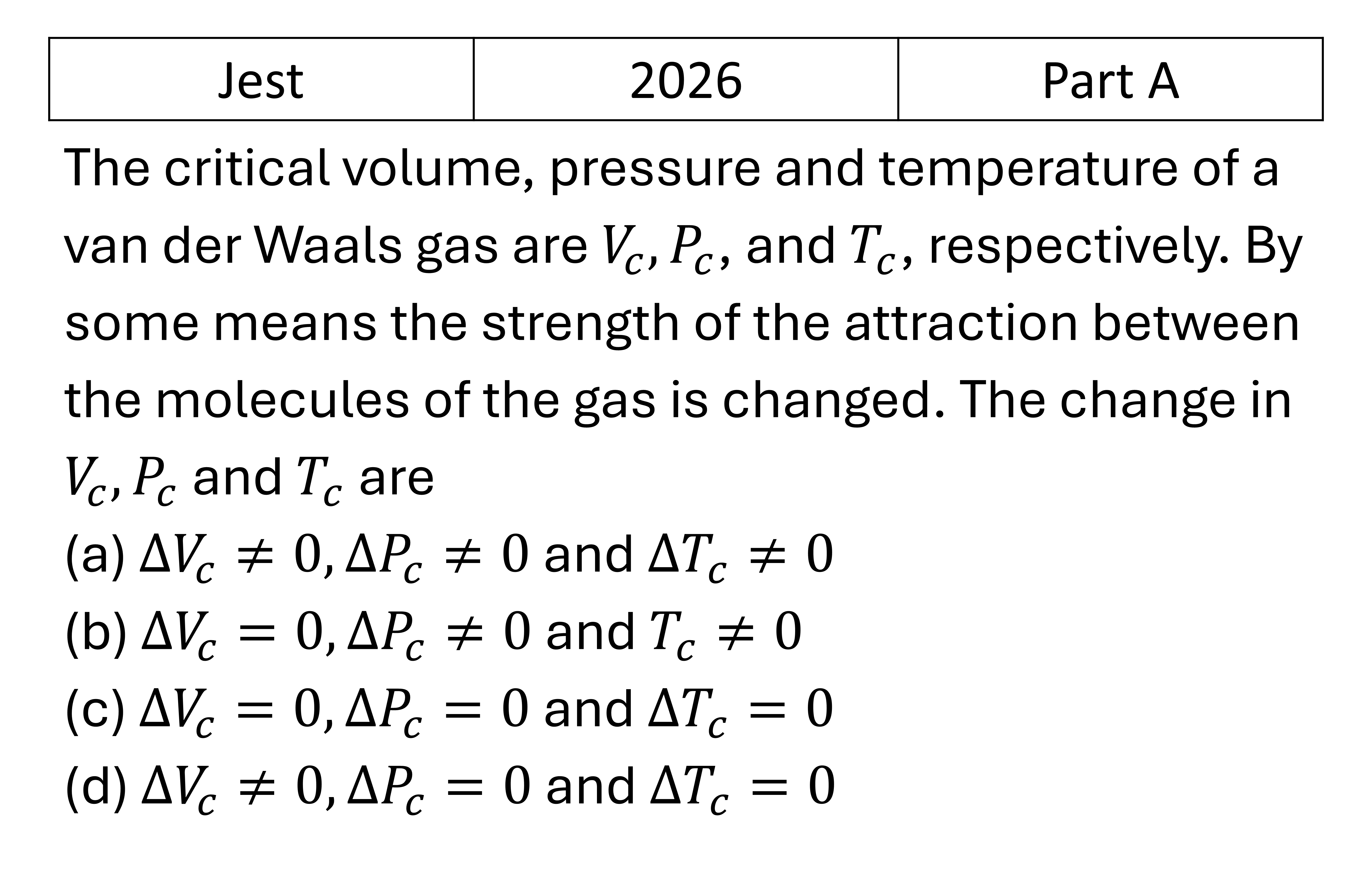 JEST 2026 Kinetic theory of gases previous year question JEST_2026_Q3