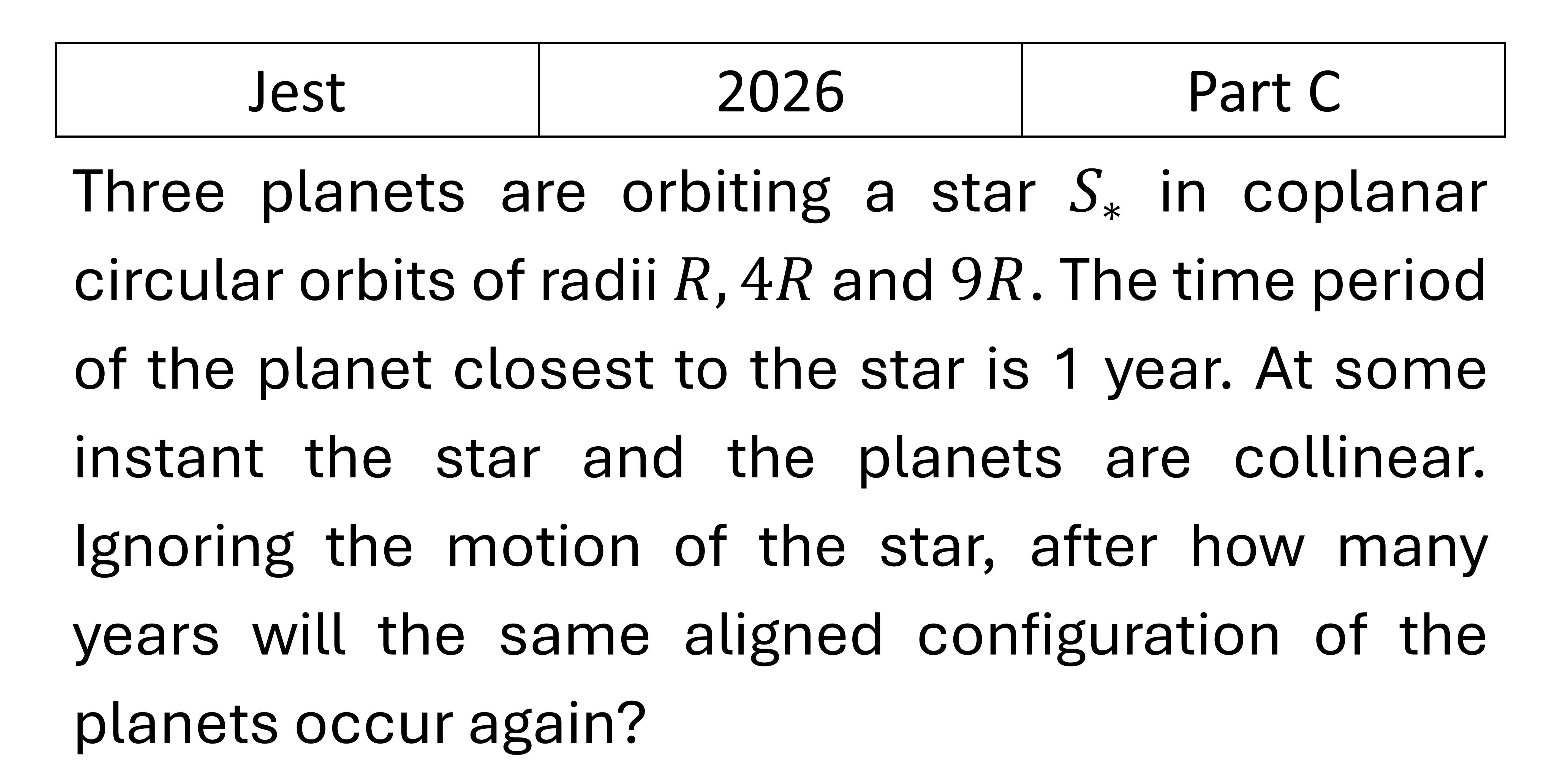 JEST 2026 Central Force and Gravitation previous year question JEST_2026_Q35