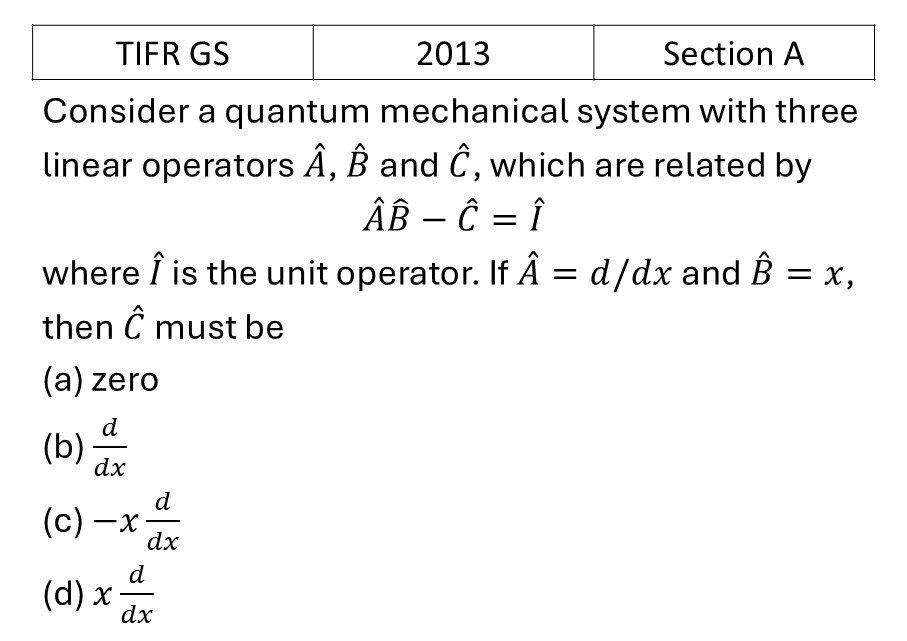 TIFR 2013 A Basic Quantum Mechanics previous year question TIFR_2013_A_Q14