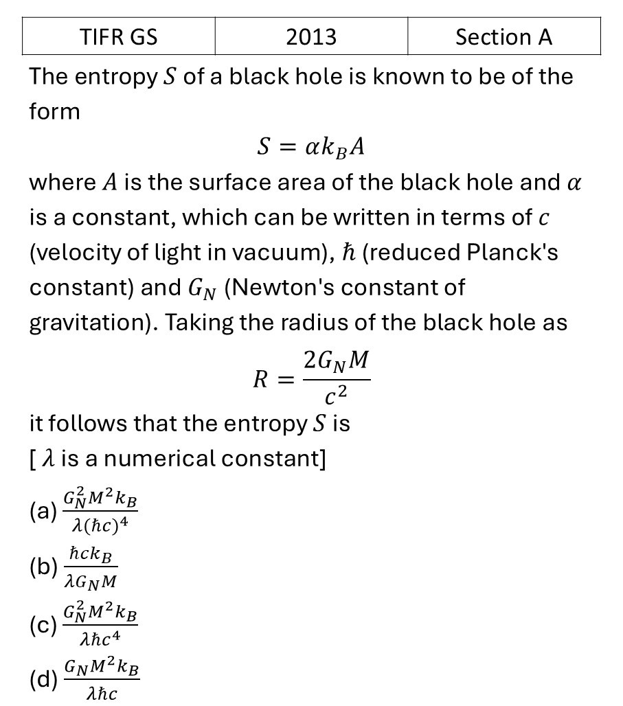 TIFR 2013 A Central Forces, Gravitation and Universe previous year question TIFR_2013_A_Q22