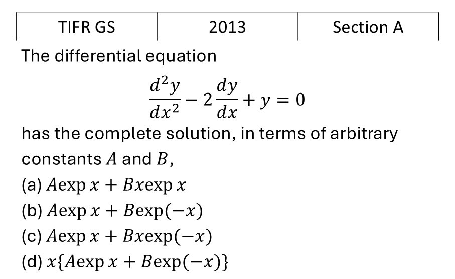 TIFR 2013 A Differential Equations previous year question TIFR_2013_A_Q3