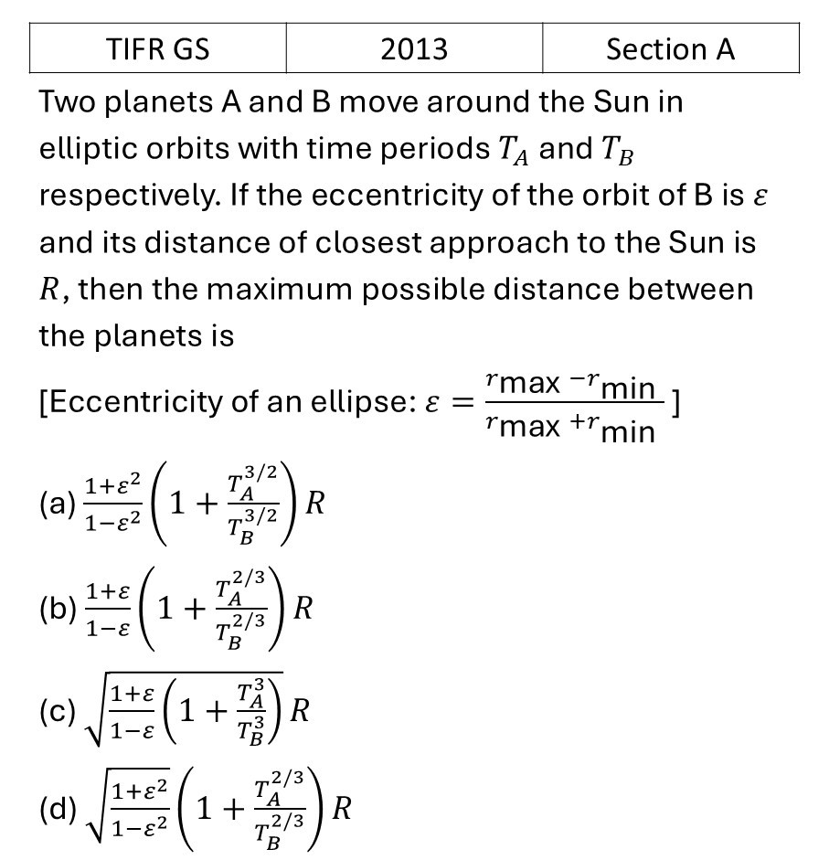 TIFR 2013 A Central Forces, Gravitation and Universe previous year question TIFR_2013_A_Q6