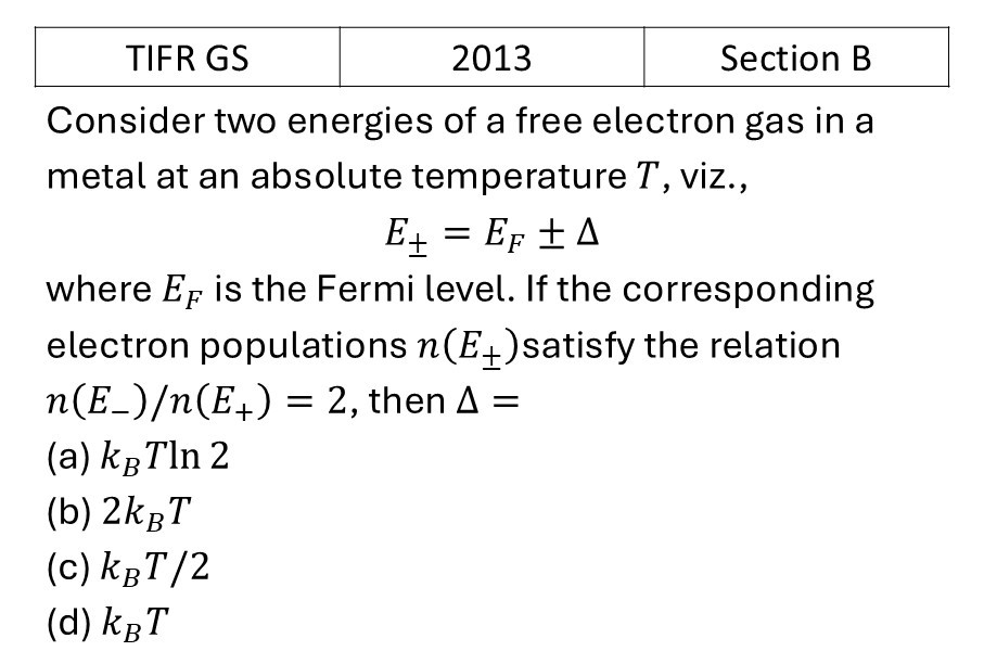 TIFR 2013 B Canonical Ensemble previous year question TIFR_2013_B_Q14
