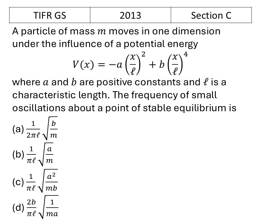 TIFR 2013 C Oscillations previous year question TIFR_2013_C_Q3