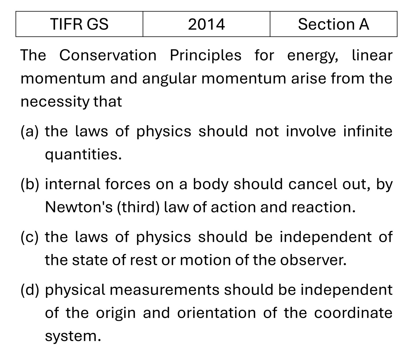 TIFR 2014 A Basic Mechanics previous year question TIFR_2014_A_Q2