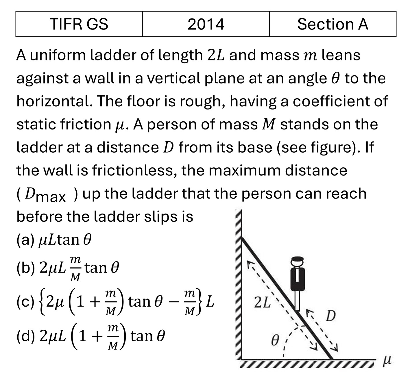 TIFR 2014 A Rotational Motion previous year question TIFR_2014_A_Q3