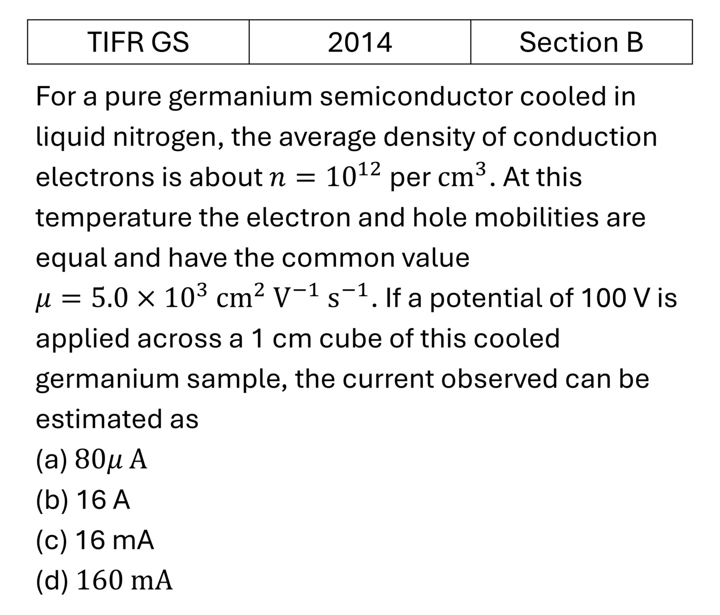 TIFR 2014 B Semiconductor Physics previous year question TIFR_2014_B_Q36