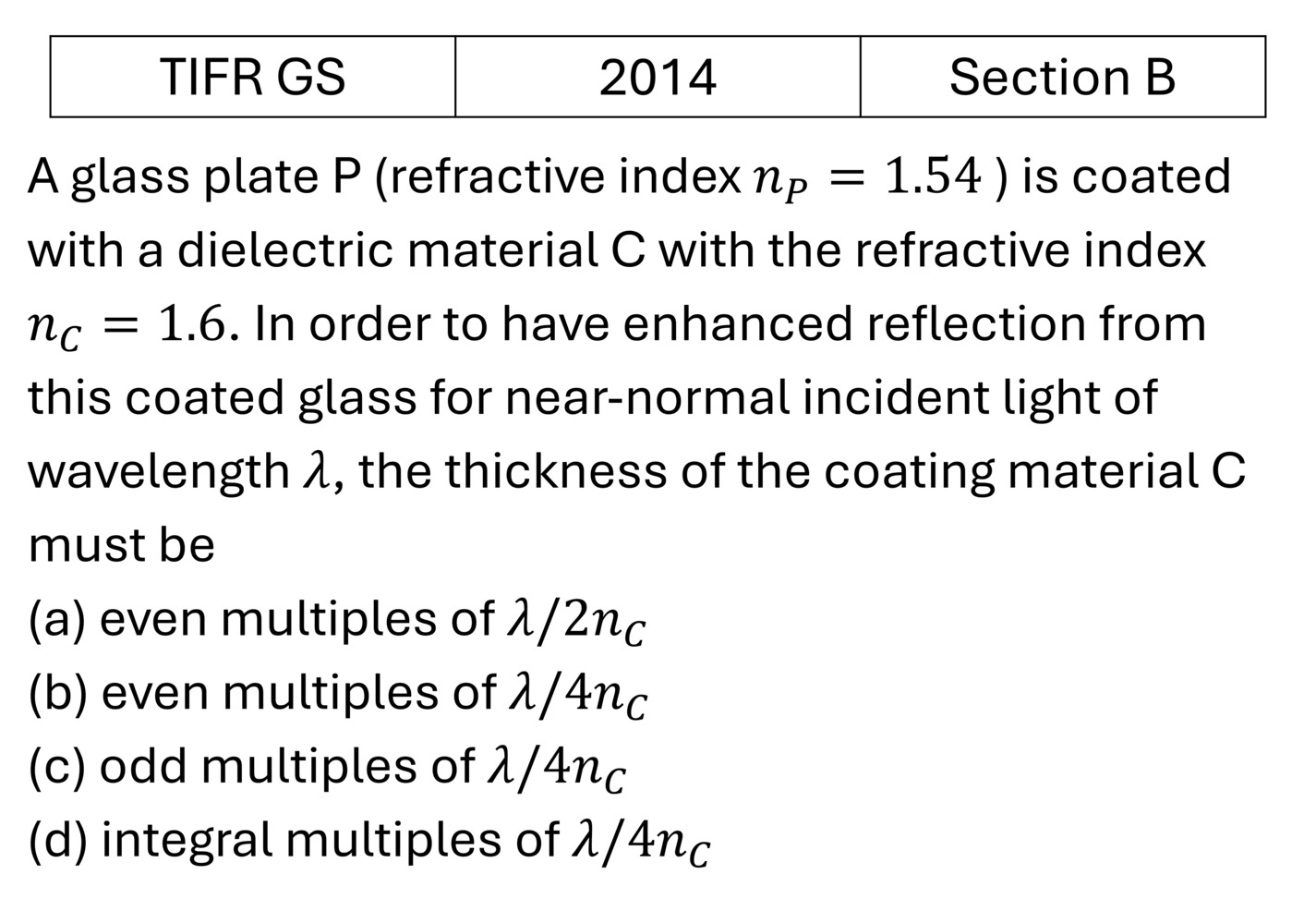 TIFR 2014 B Interference previous year question TIFR_2014_B_Q37