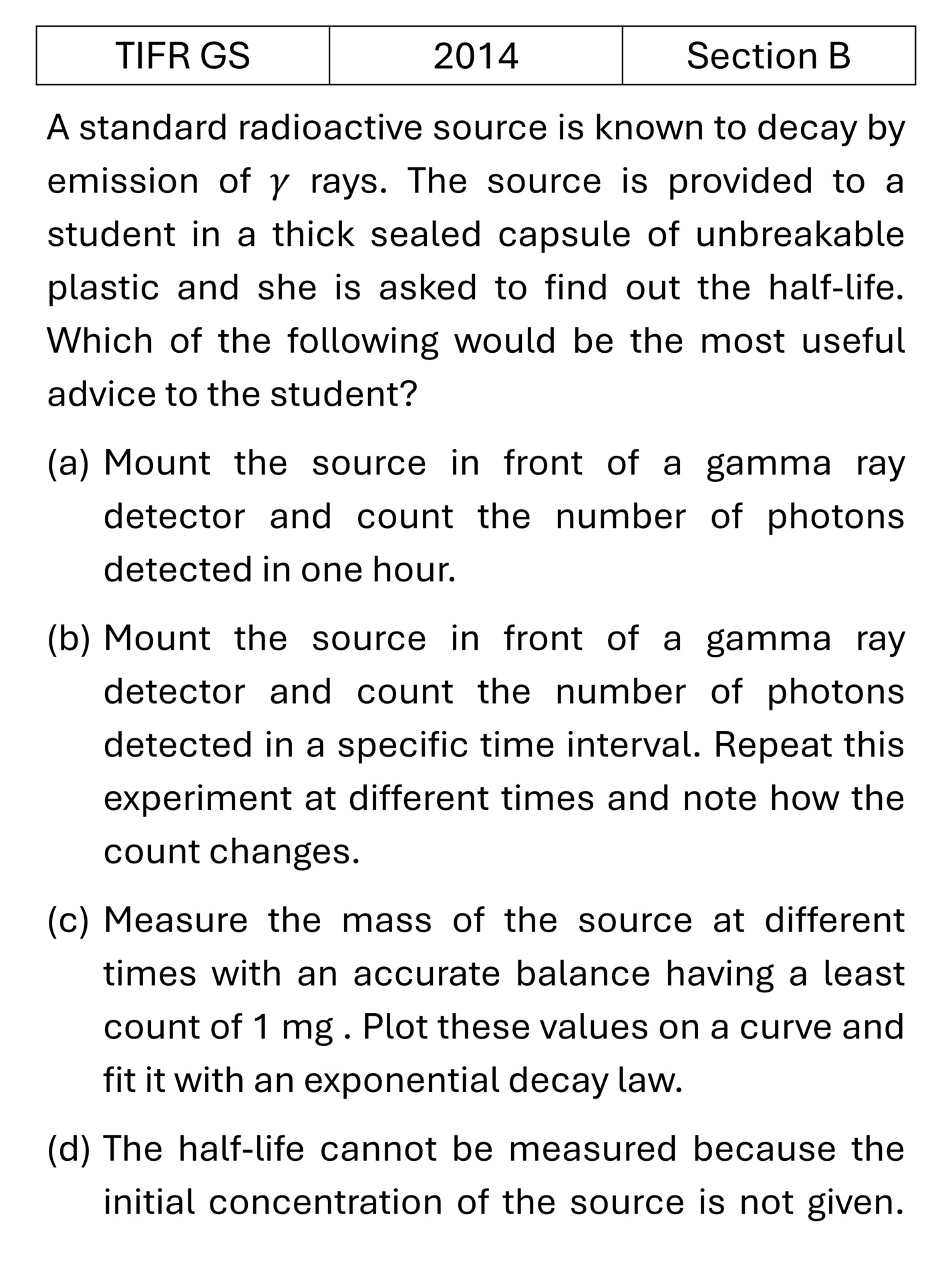 TIFR 2014 B Experimental design previous year question TIFR_2014_B_Q39