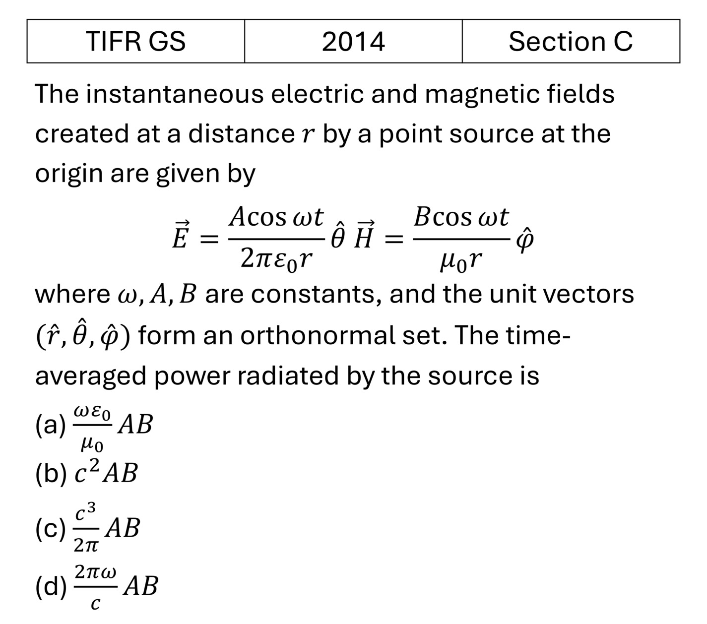 TIFR 2014 C Radiations previous year question TIFR_2014_C_Q45