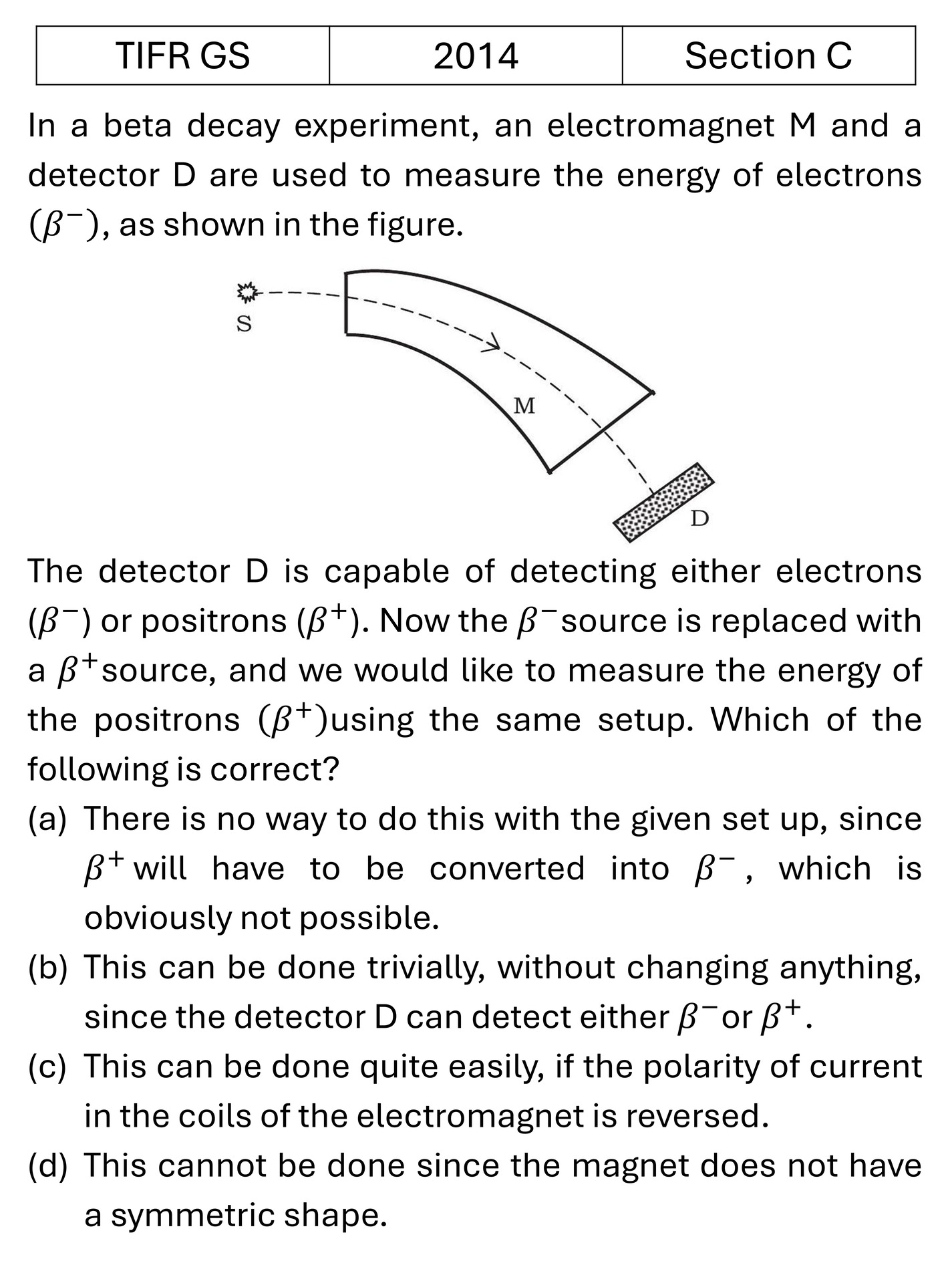 TIFR 2014 C Accelerator and Detectors previous year question TIFR_2014_C_Q52