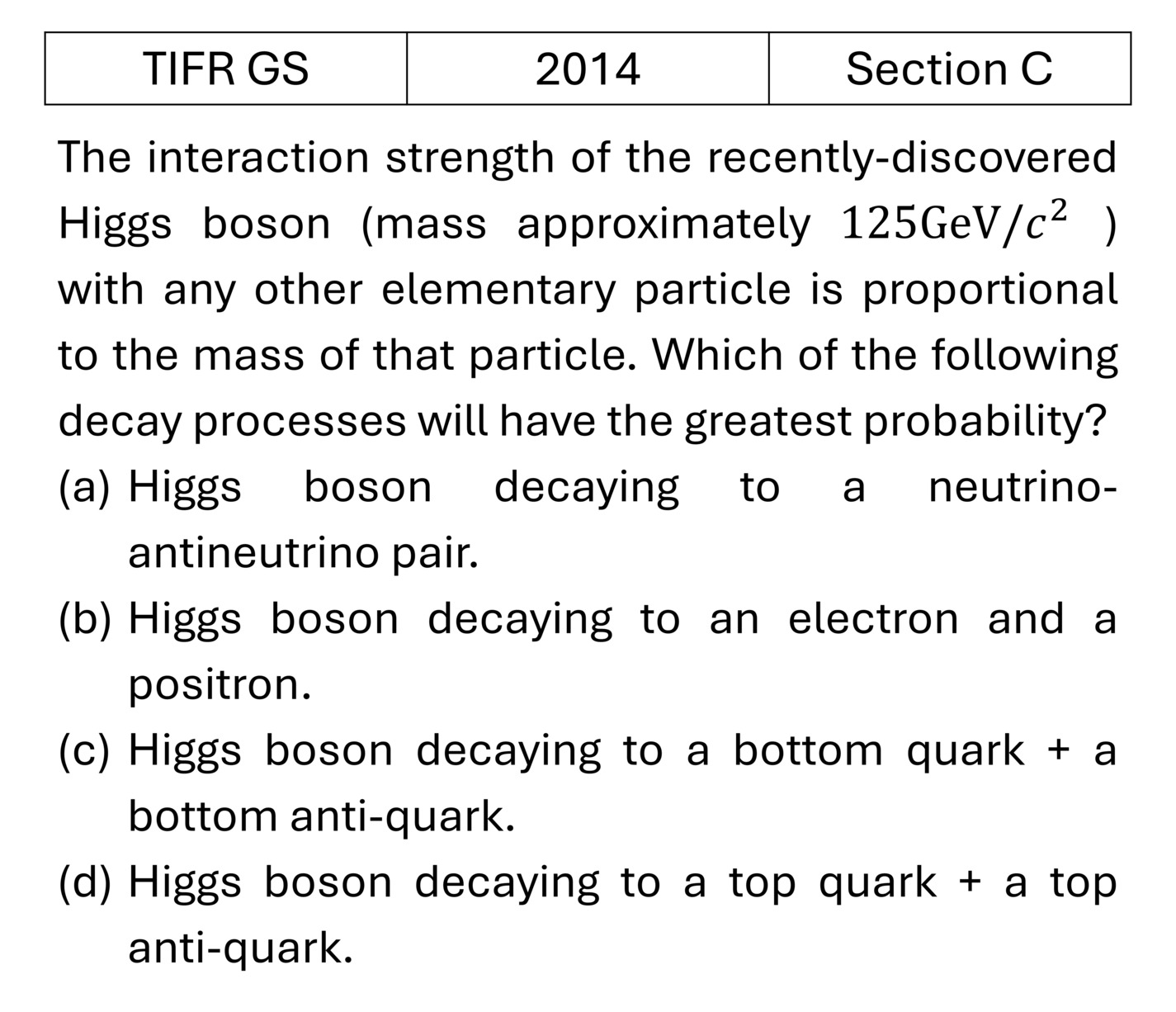 TIFR 2014 C Particle Physics previous year question TIFR_2014_C_Q55