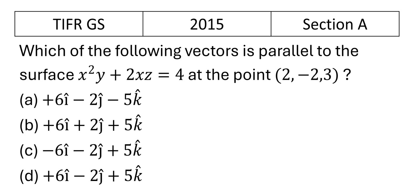TIFR 2015 A Vector Analysis previous year question TIFR_2015_A_Q1