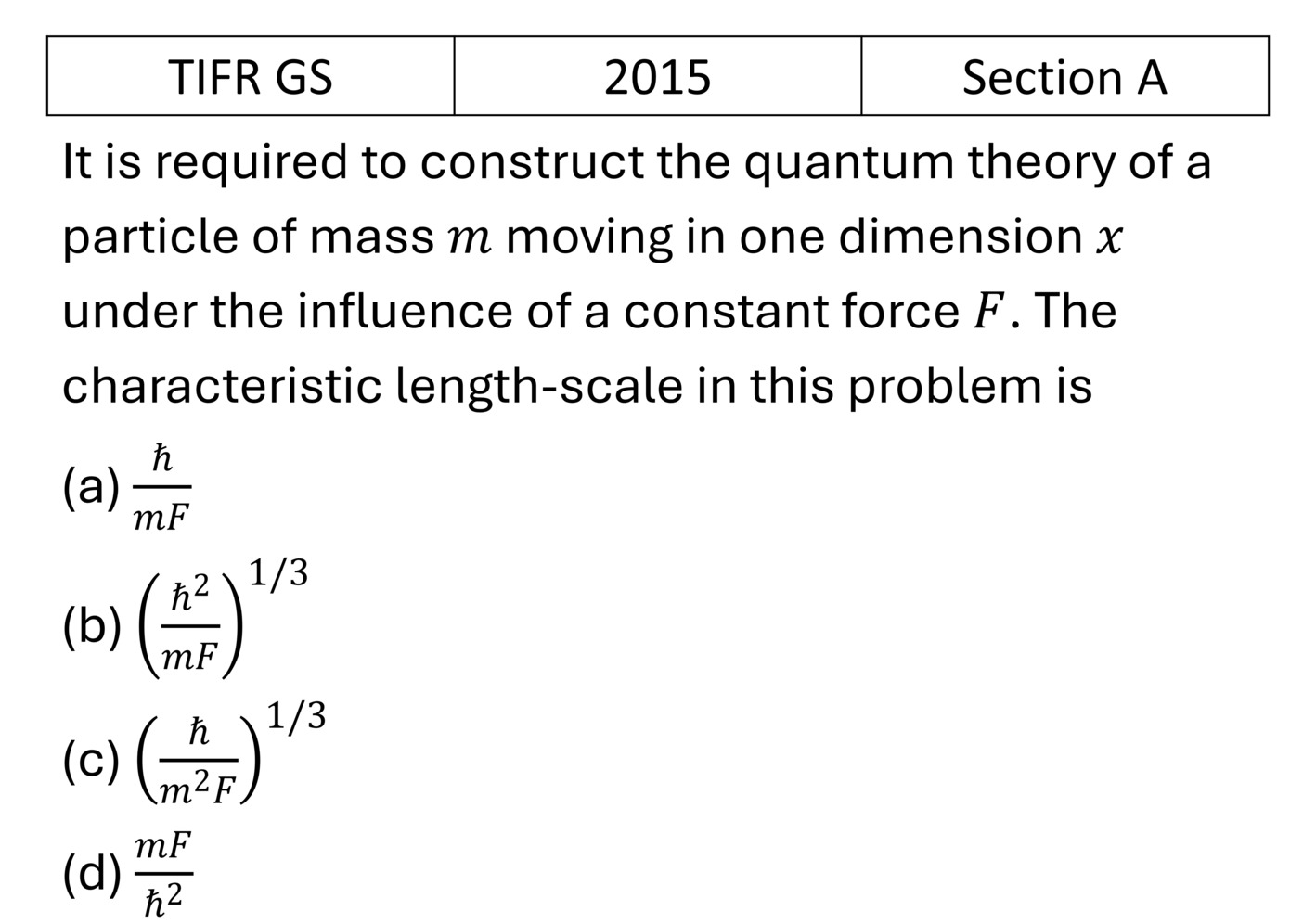 TIFR 2015 A Basic Quantum Mechanics previous year question TIFR_2015_A_Q3