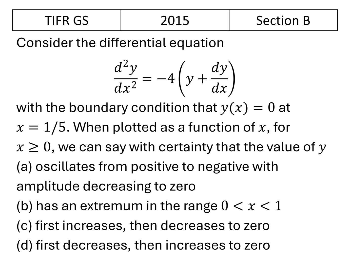 TIFR 2015 B Differential Equations previous year question TIFR_2015_B_Q1