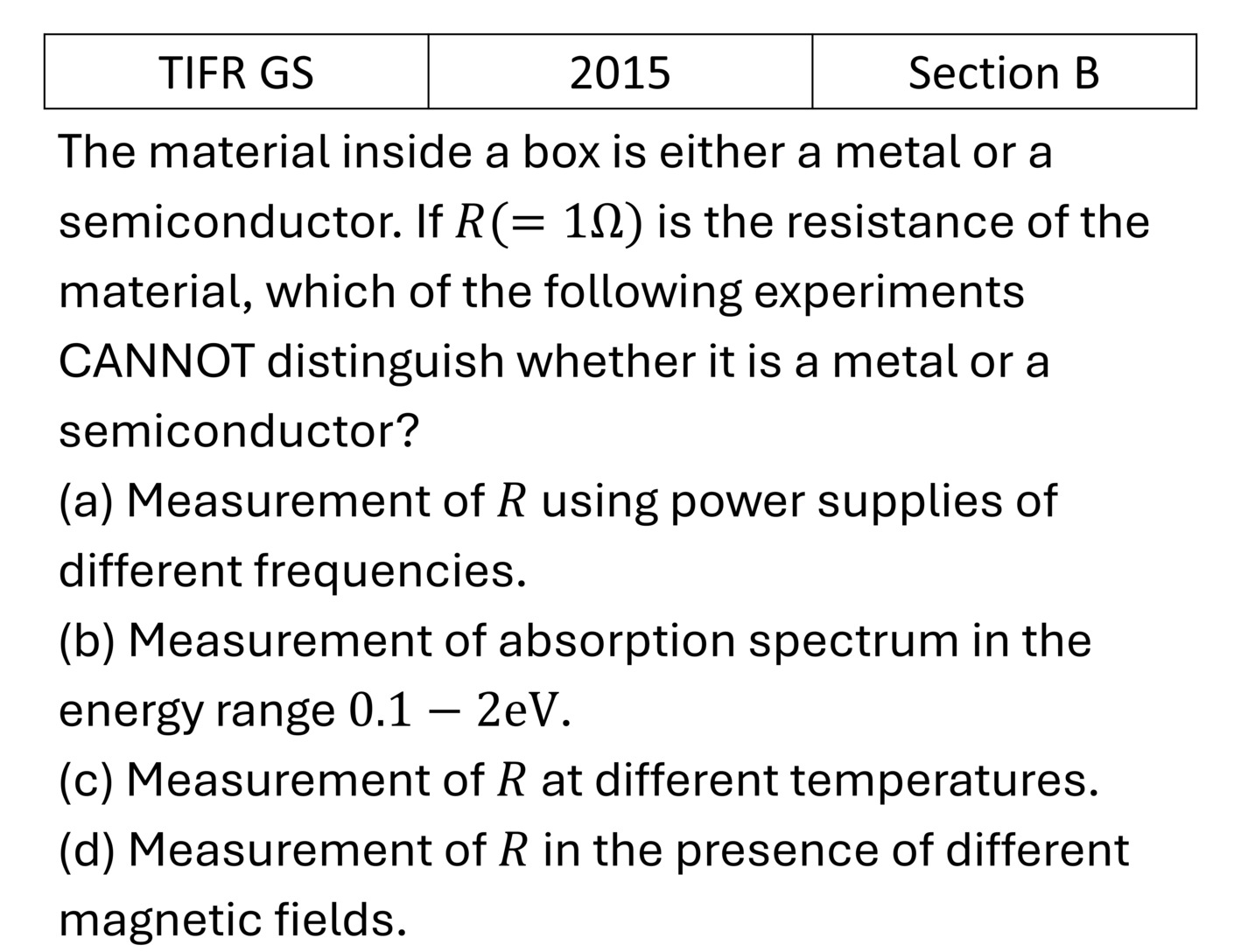 TIFR 2015 B Experimental design previous year question TIFR_2015_B_Q13