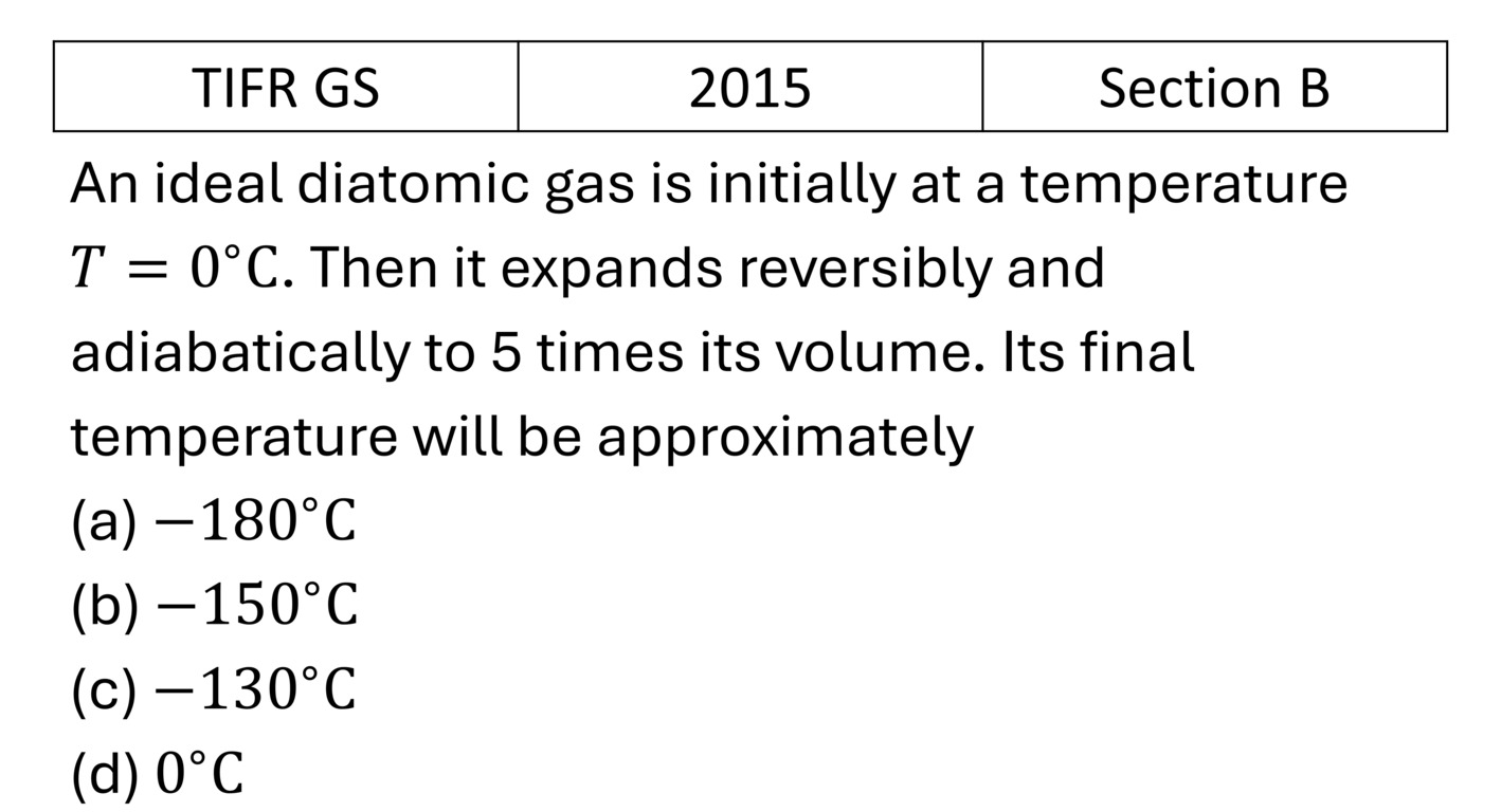 TIFR 2015 B Laws of thermodynamics previous year question TIFR_2015_B_Q7