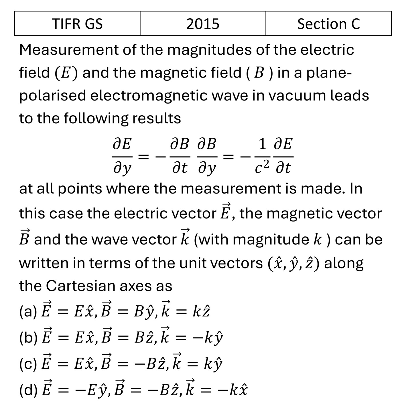 TIFR 2015 C EM Waves previous year question TIFR_2015_C_Q6