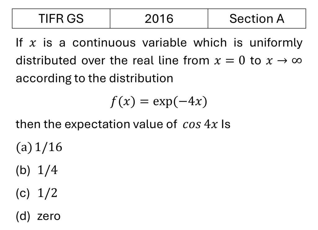 TIFR 2016 A Probability previous year question TIFR_2016_A_Q1