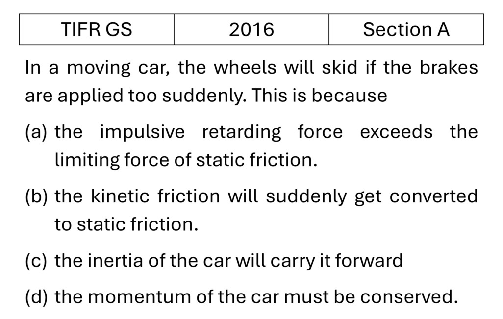 TIFR 2016 A Basic Mechanics previous year question TIFR_2016_A_Q5