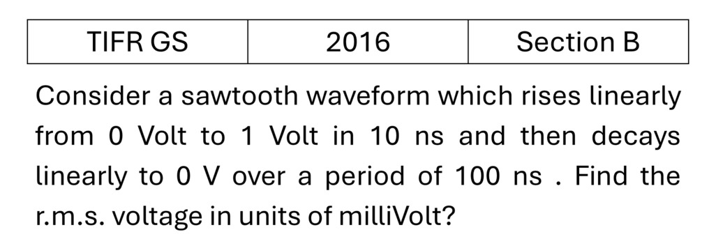 TIFR 2016 B Basic Electronics previous year question TIFR_2016_B_Q15
