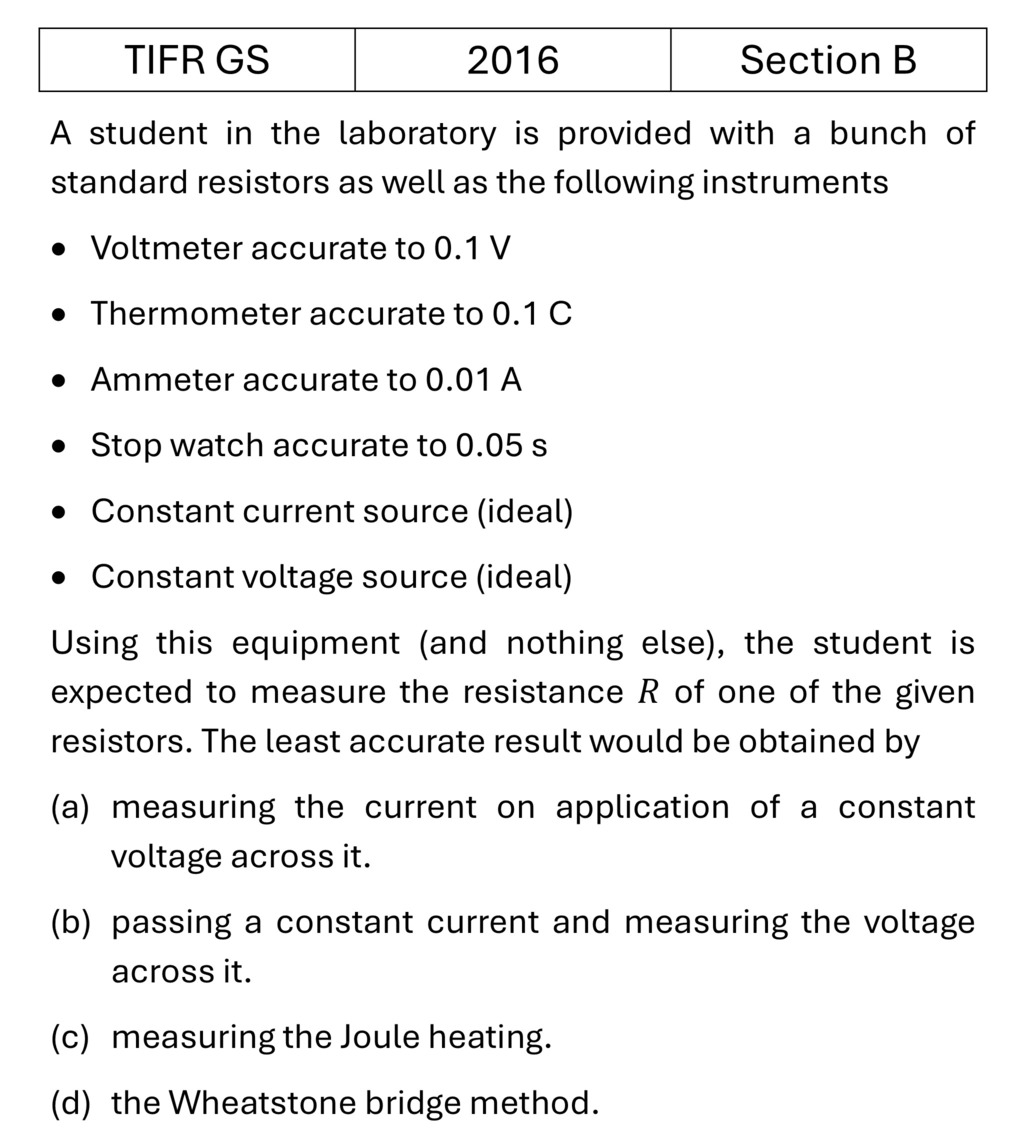 TIFR 2016 B Instruments previous year question TIFR_2016_B_Q9