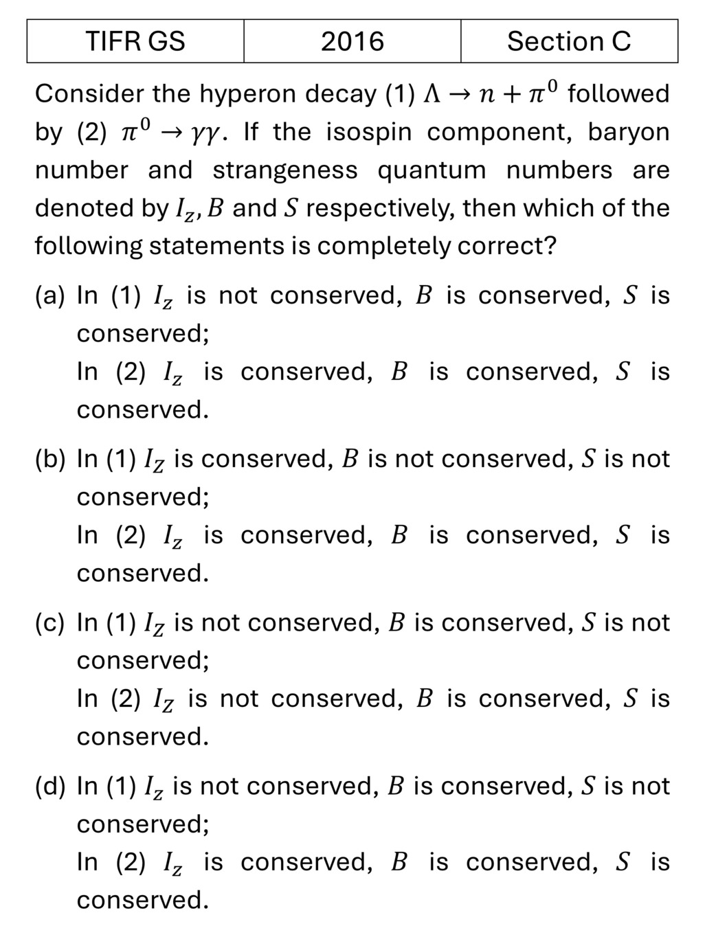 TIFR 2016 C Particle Physics previous year question TIFR_2016_C_Q10
