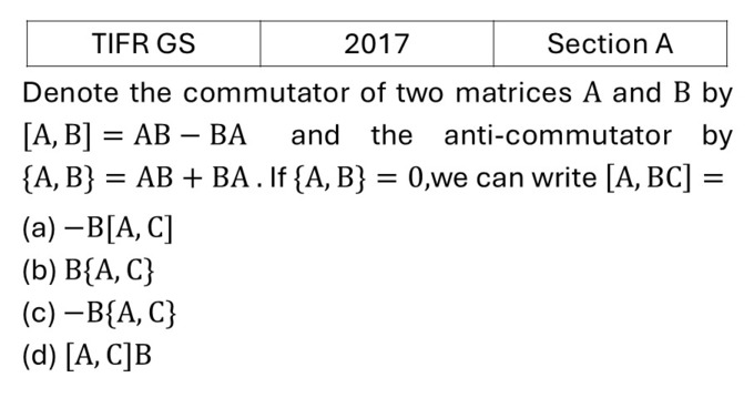 TIFR 2017 A Matrices previous year question TIFR_2017_A_Q1