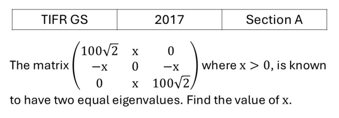 TIFR 2017 A Matrices previous year question TIFR_2017_A_Q16
