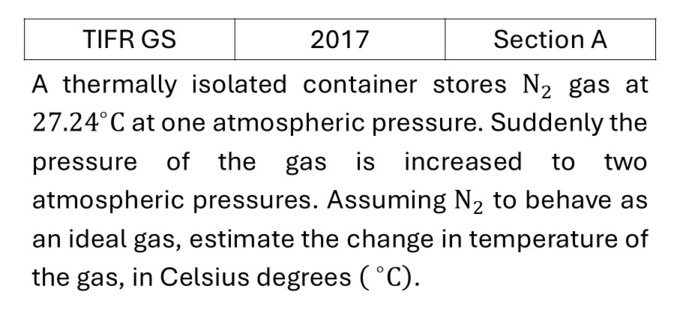 TIFR 2017 A Laws of thermodynamics previous year question TIFR_2017_A_Q19