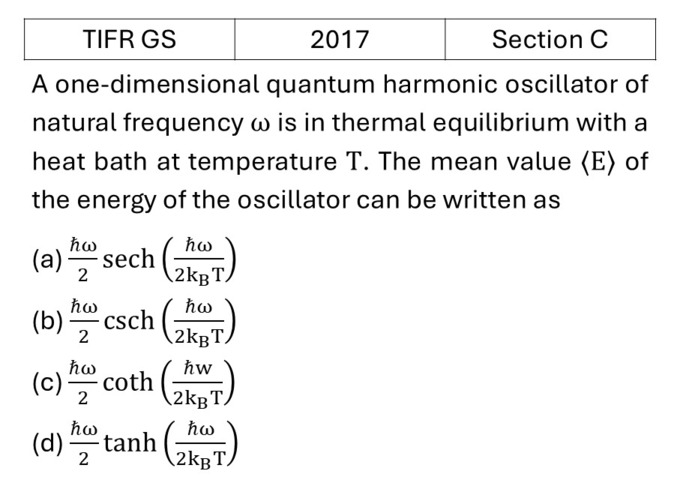 TIFR 2017 C Canonical Ensemble previous year question TIFR_2017_C_Q3