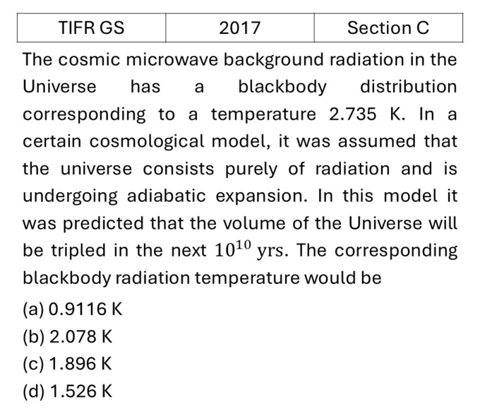 TIFR 2017 C Central Forces, Gravitation and Universe previous year question TIFR_2017_C_Q9