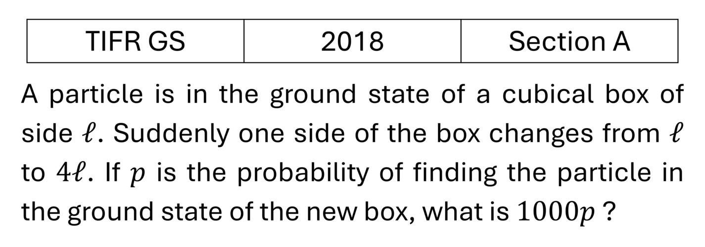 TIFR 2018 A Basic Quantum Mechanics previous year question TIFR_2018_A_Q13