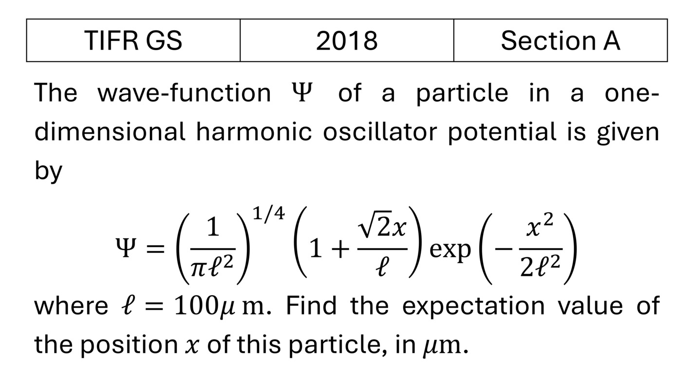 TIFR 2018 A Basic Quantum Mechanics previous year question TIFR_2018_A_Q14