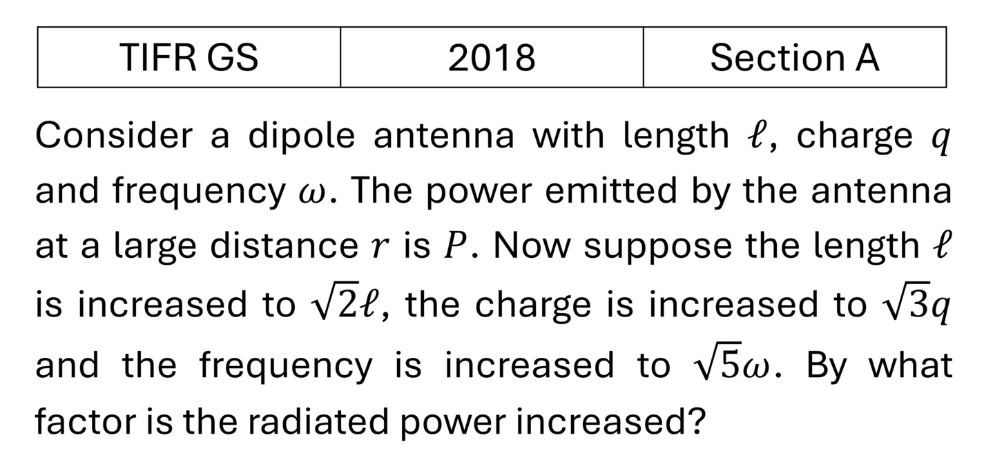 TIFR 2018 A Radiations previous year question TIFR_2018_A_Q15