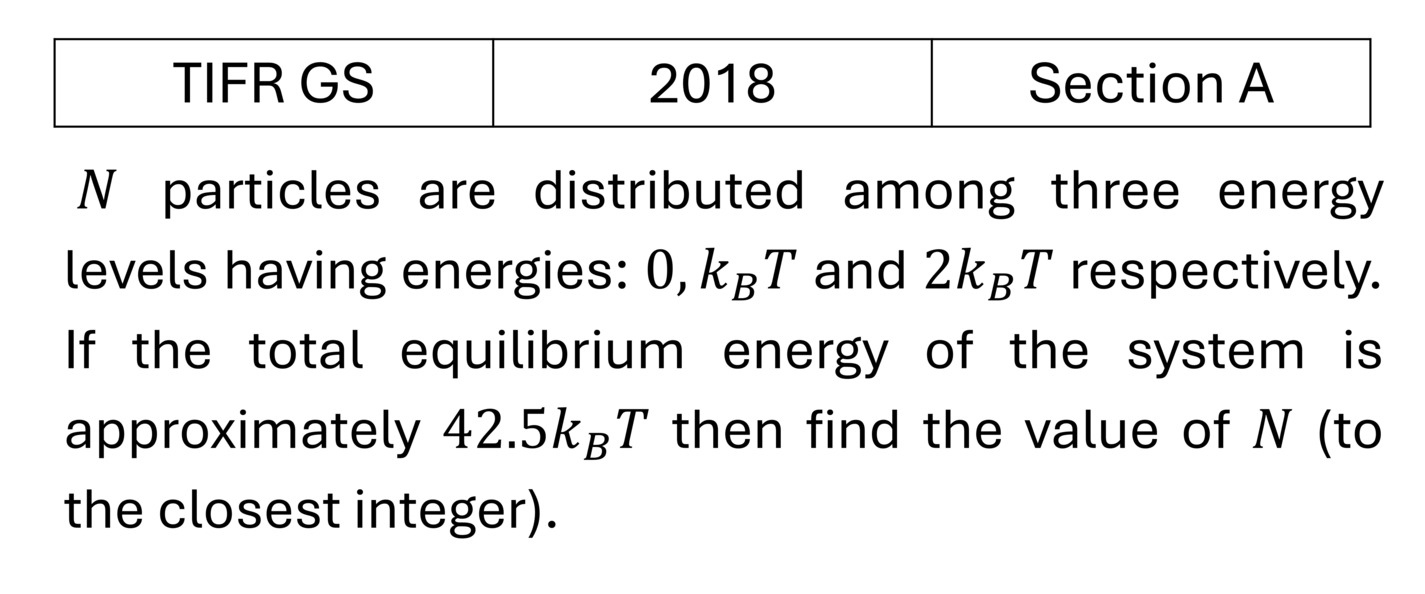 TIFR 2018 A Canonical Ensemble previous year question TIFR_2018_A_Q18