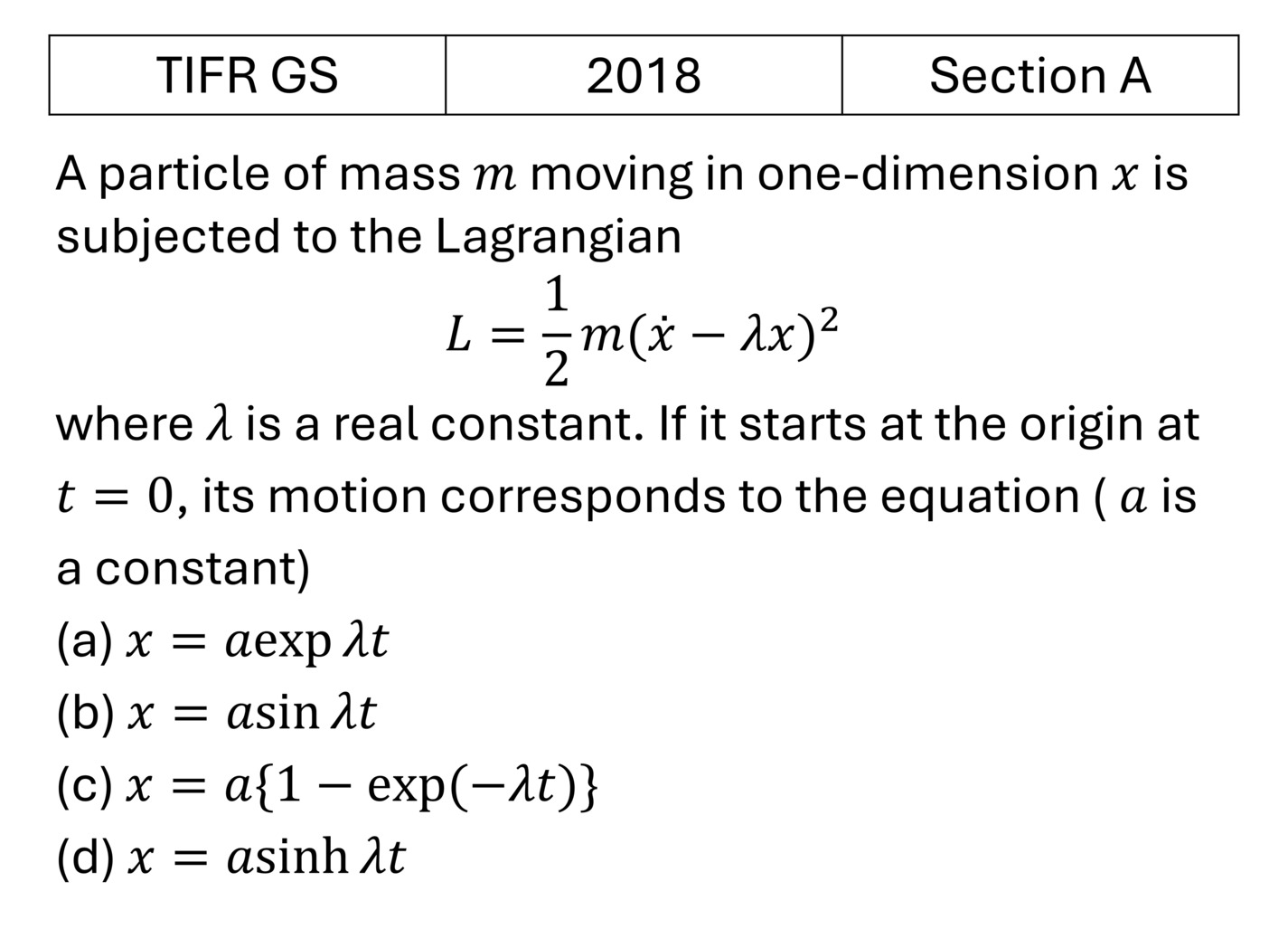 TIFR 2018 A Lagrangian and Hamiltonian previous year question TIFR_2018_A_Q4