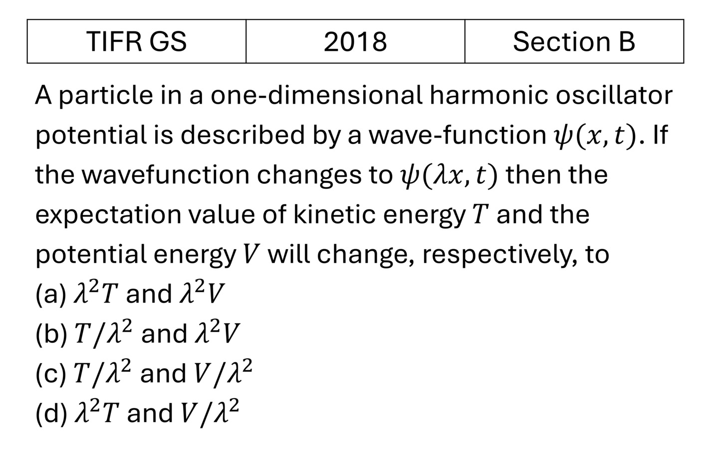 TIFR 2018 B Basic Quantum Mechanics previous year question TIFR_2018_B_Q24