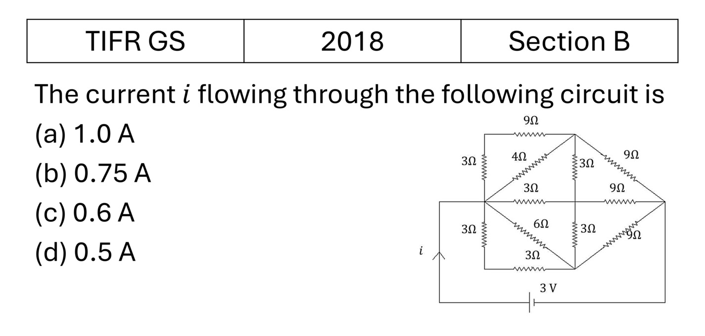 TIFR 2018 B AC and DC Circuits previous year question TIFR_2018_B_Q29
