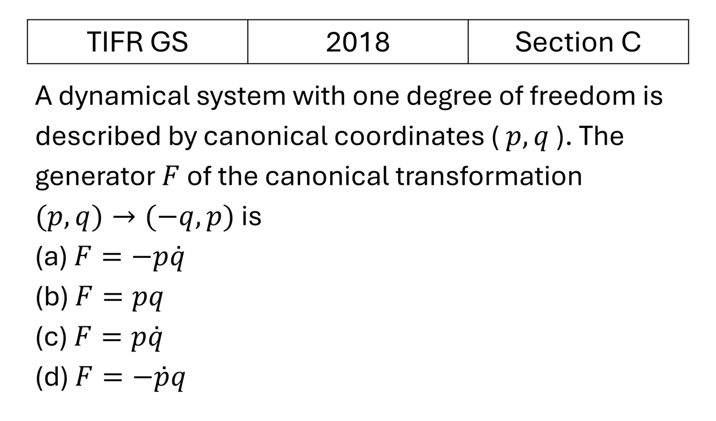TIFR 2018 C Canonical Transformation and poison bracket previous year question TIFR_2018_C_Q33