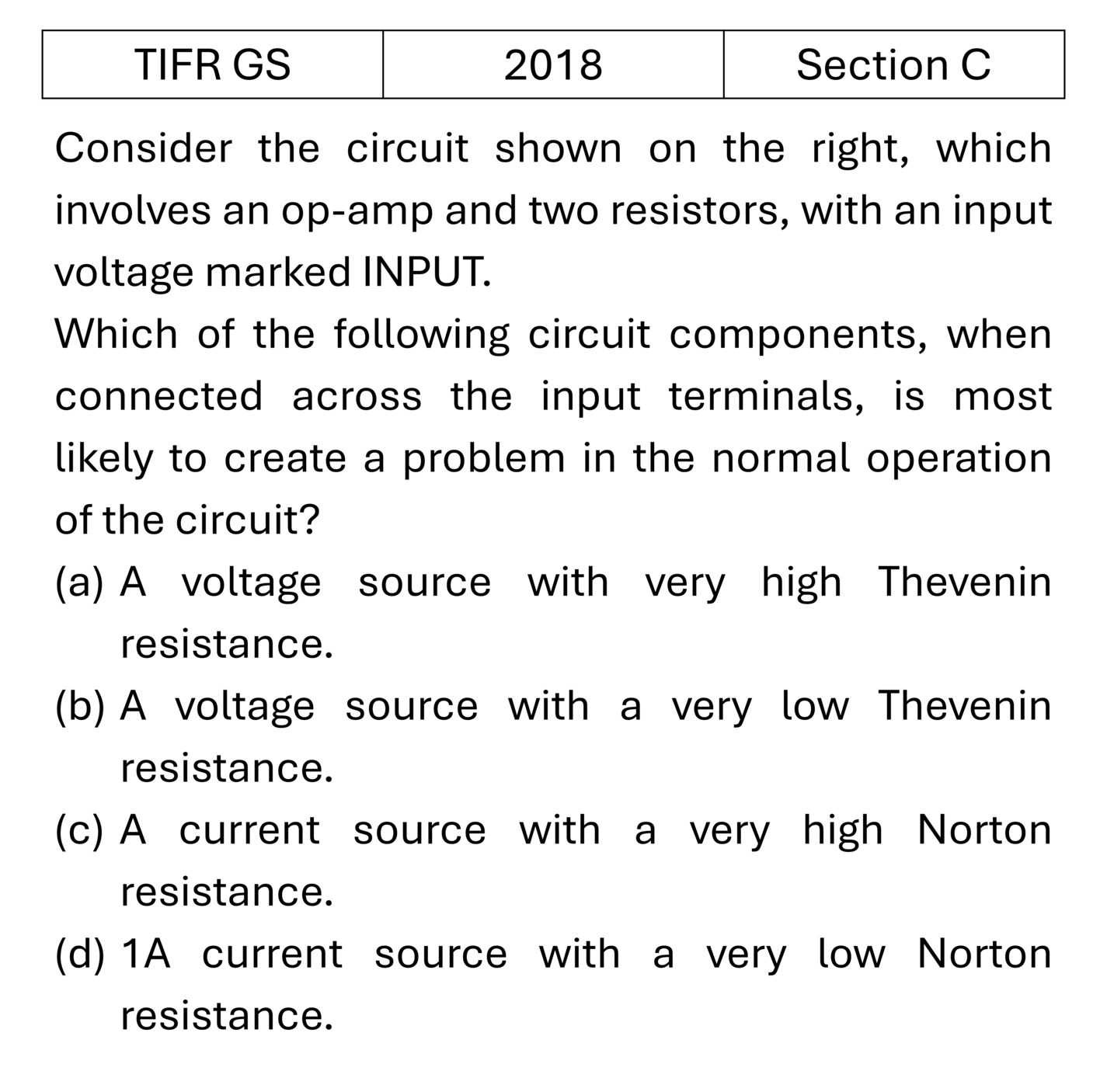 TIFR 2018 C Instruments previous year question TIFR_2018_C_Q39