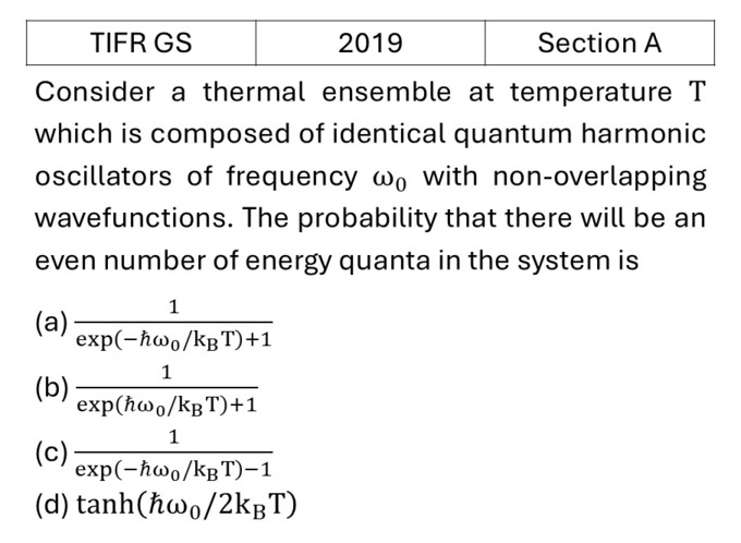 TIFR 2019 A Canonical Ensemble previous year question TIFR_2019_A_Q16