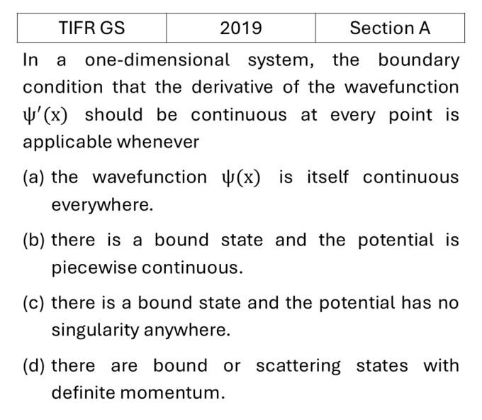 TIFR 2019 A Basic Quantum Mechanics previous year question TIFR_2019_A_Q20