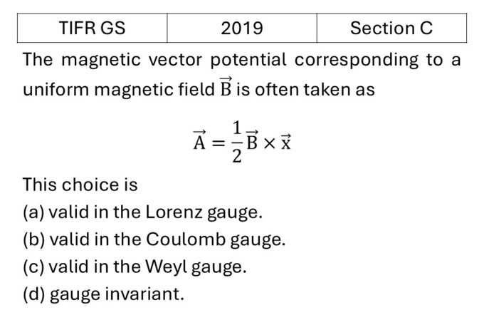 TIFR 2019 C Potential Formulation previous year question TIFR_2019_C_Q6