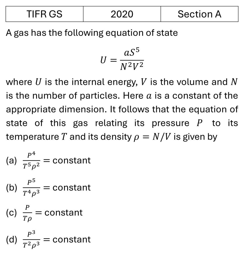 TIFR 2020 A Microcanonical Ensemble previous year question TIFR_2020_A_Q14
