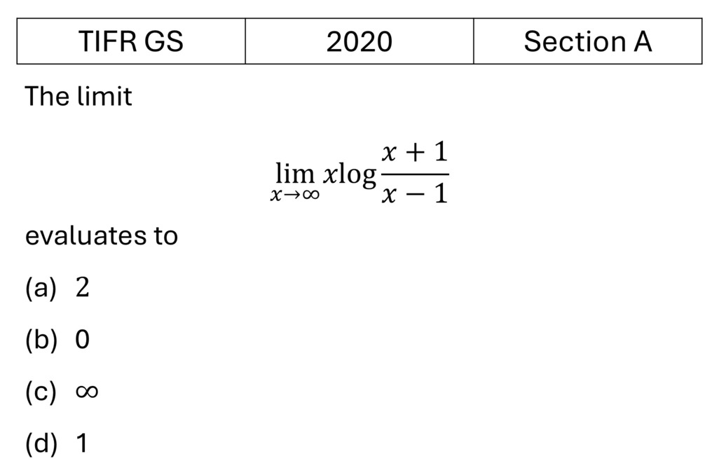 TIFR 2020 A Limits, Continuity and Differentiation previous year question TIFR_2020_A_Q2
