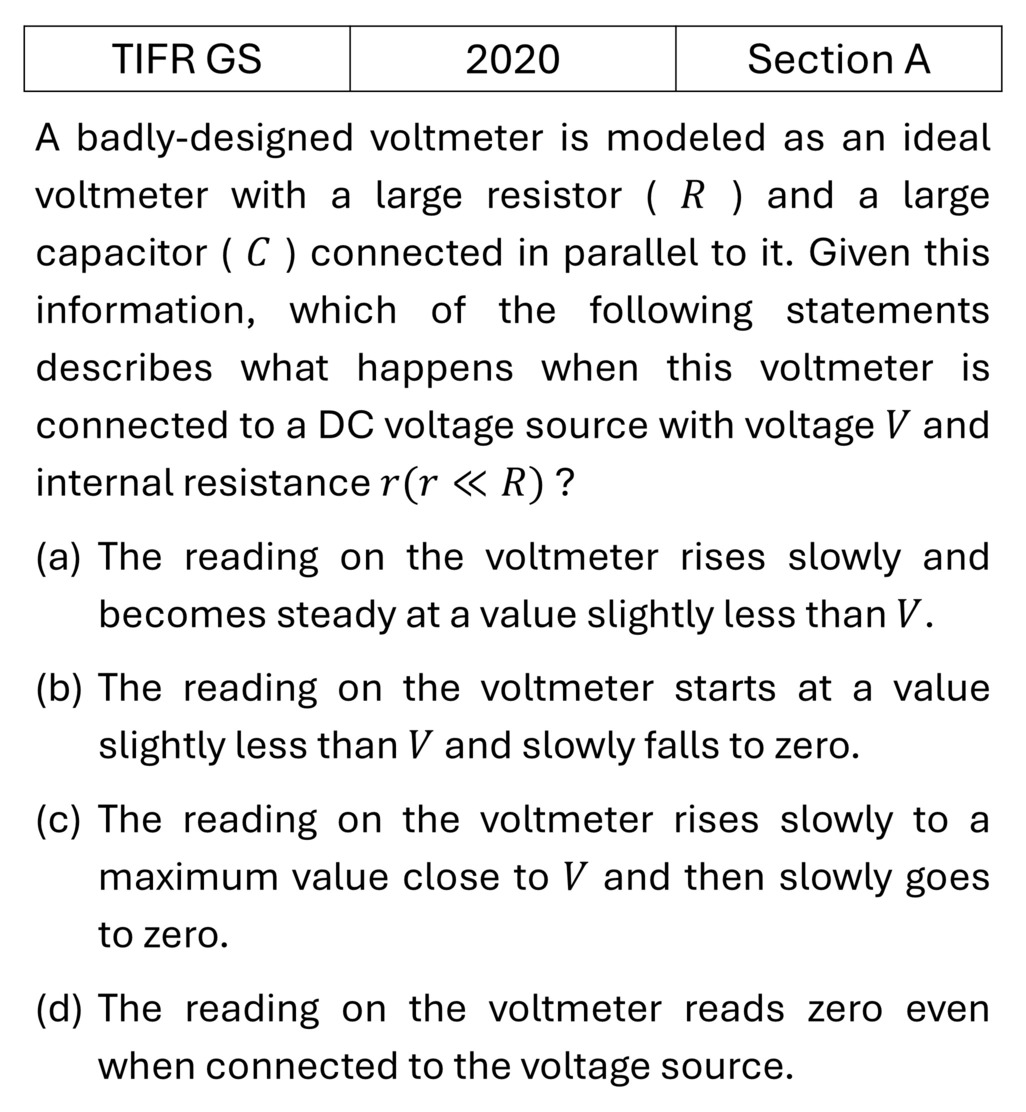 TIFR 2020 A Instruments previous year question TIFR_2020_A_Q23